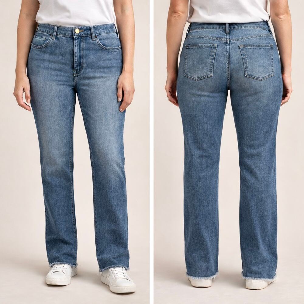 Etcetera Ali Slim Fit High Rise Raw Hem Jeans Size 16 NWT